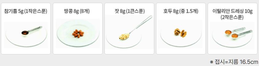 대한당뇨병학회 지방류 1교환단위 기준표