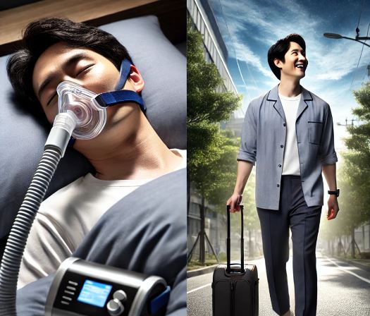 양압기 사용으로 깊은 숙면을 취하고 주간 피로가 회복된 모습
