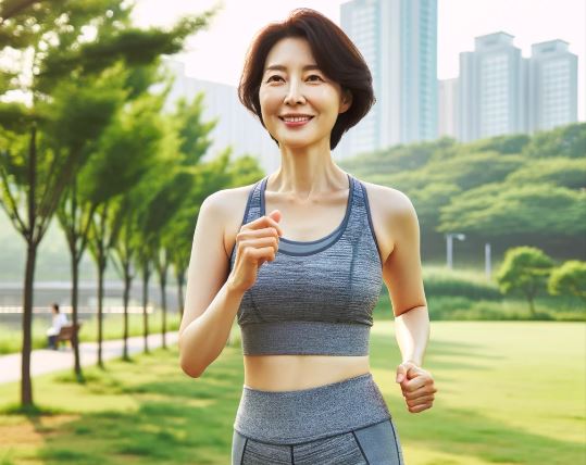 걷기 운동을 하는 40대 여성