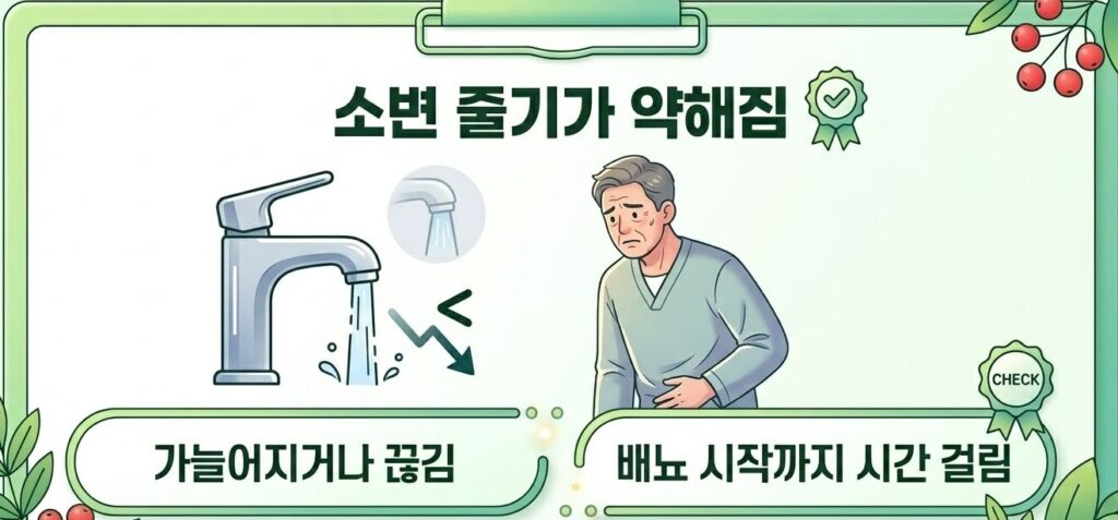 소변줄기-약해짐