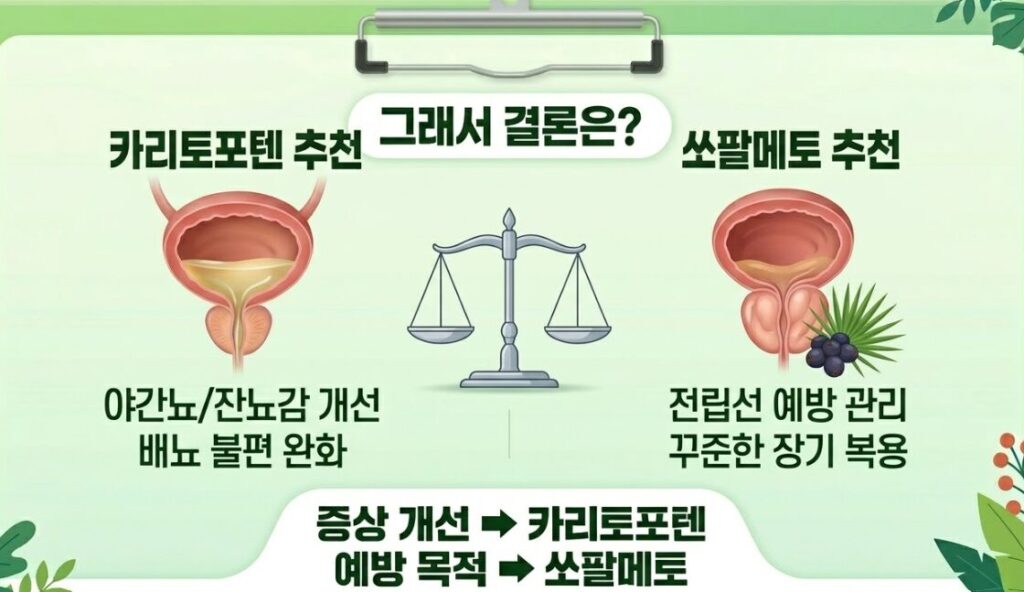 카리토포텐 쏘팔메토 비교.