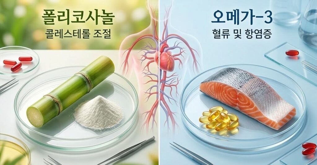혈관 청소의 황금 조합, 폴리코사놀 vs 오메가3 같이 먹어도 될까? 전문가가 말하는 진짜 차이