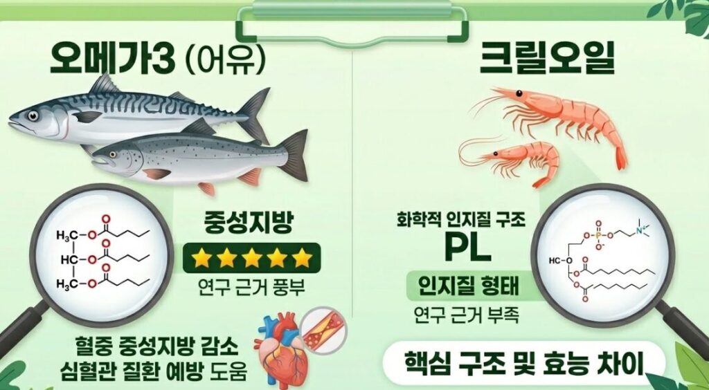 오메가 크릴세우 핵심구조 차이