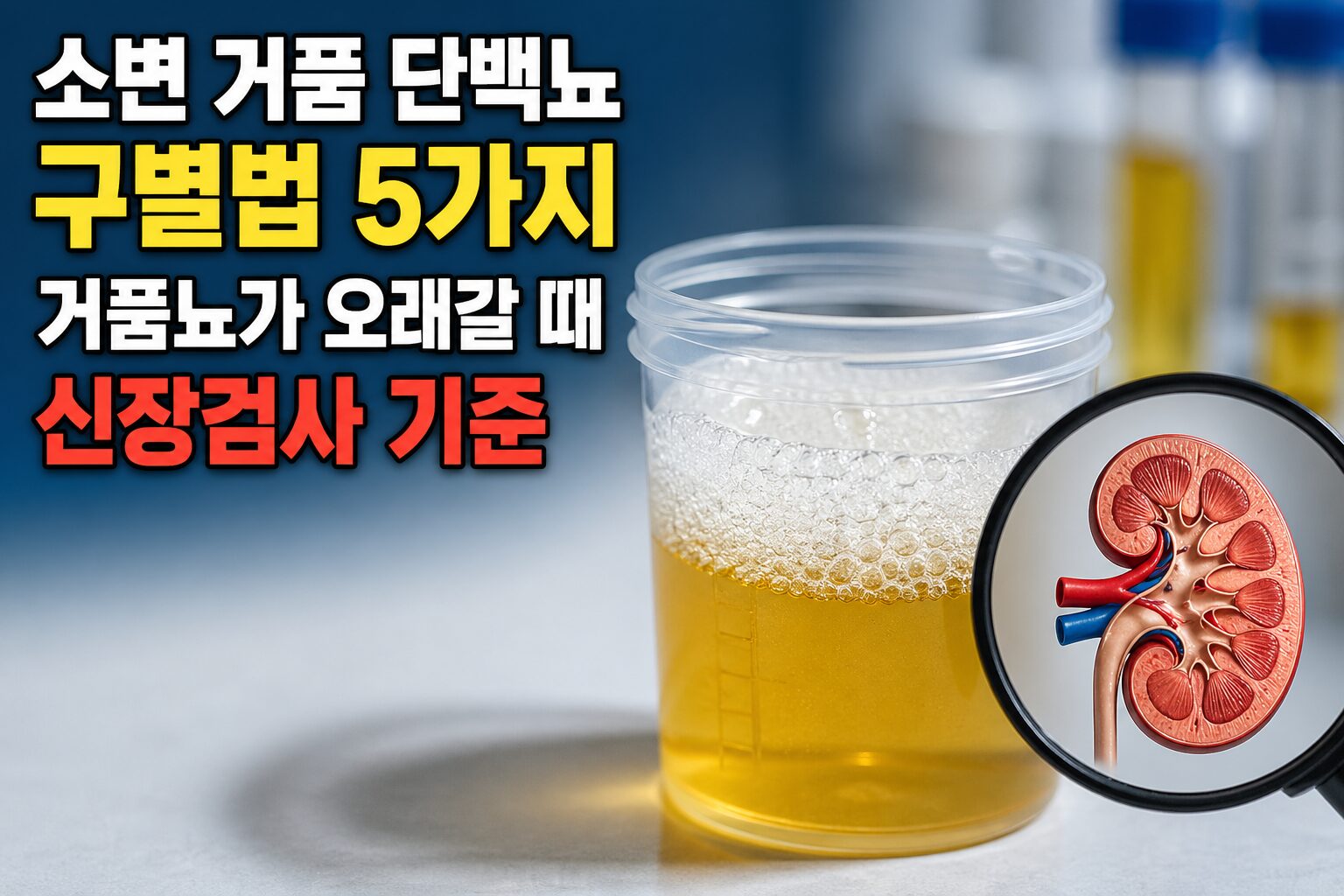 소변 거품 단백뇨 구별법 5가지 | 거품뇨가 오래갈 때 신장검사 기준