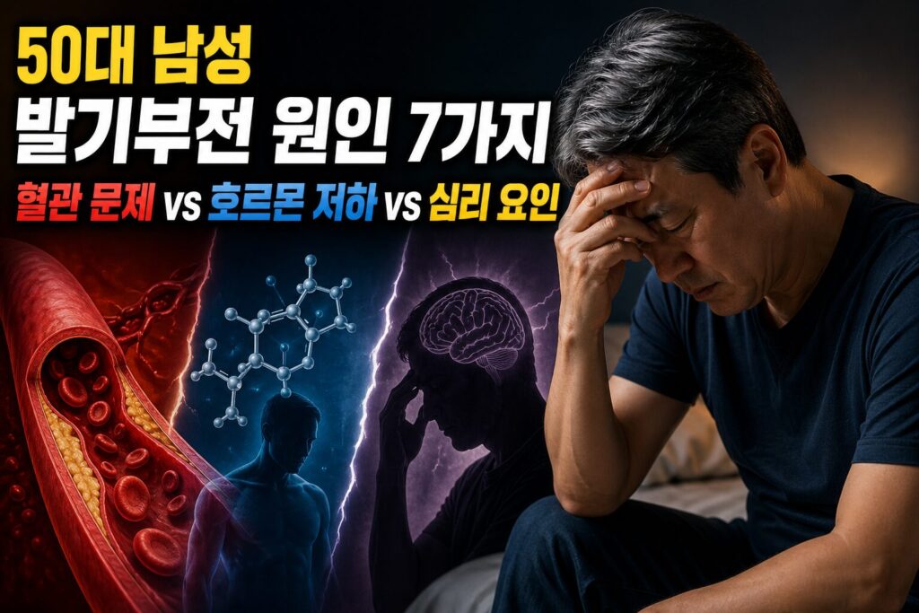50대 남성 발기부전 원인 7가지 — 혈관 문제 vs 호르몬 저하 vs 심리 요인