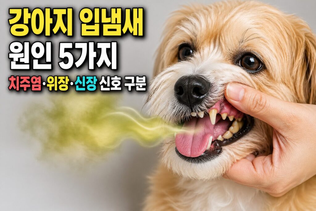강아지 입냄새 원인 5가지 — 치주염·위장·신장 신호 구분