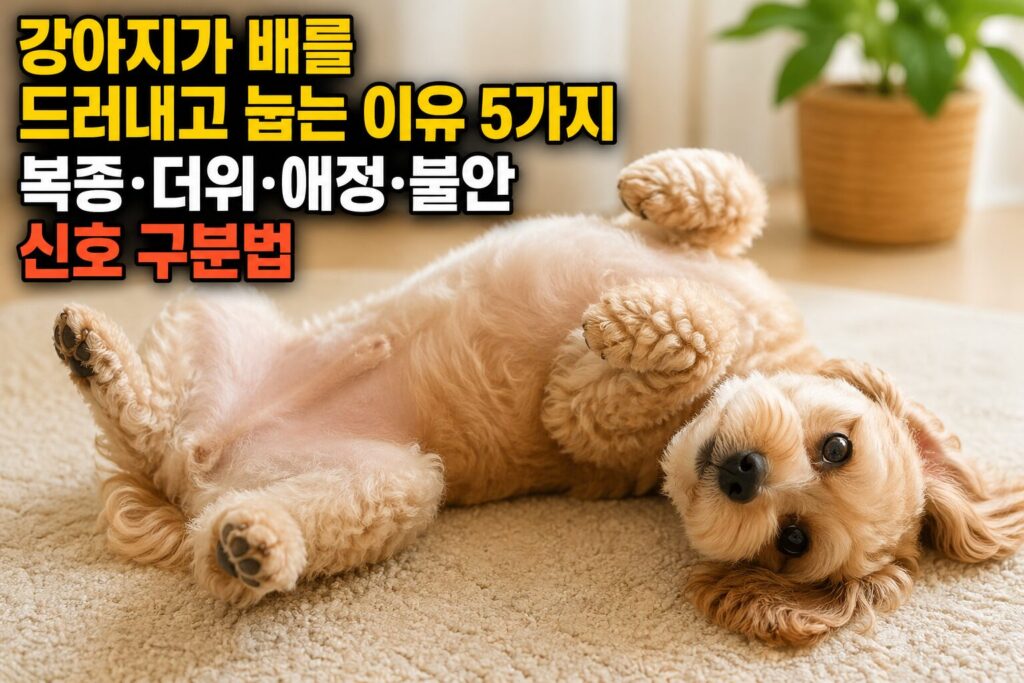 강아지가 배를 드러내고 눕는 이유 5가지 — 복종·더위·애정·불안 신호 구분법