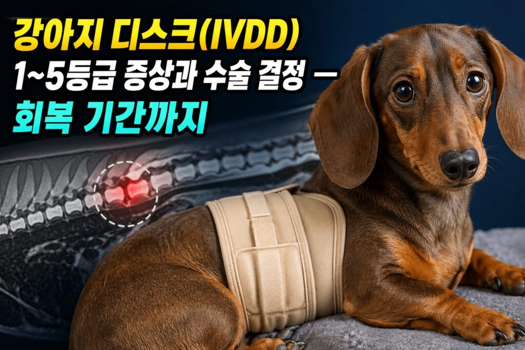 강아지 디스크(IVDD) 1~5등급 증상과 수술 결정 — 회복 기간까지