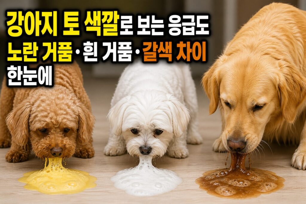 강아지 토 색깔로 보는 응급도 — 노란 거품·흰 거품·갈색 차이 한눈에