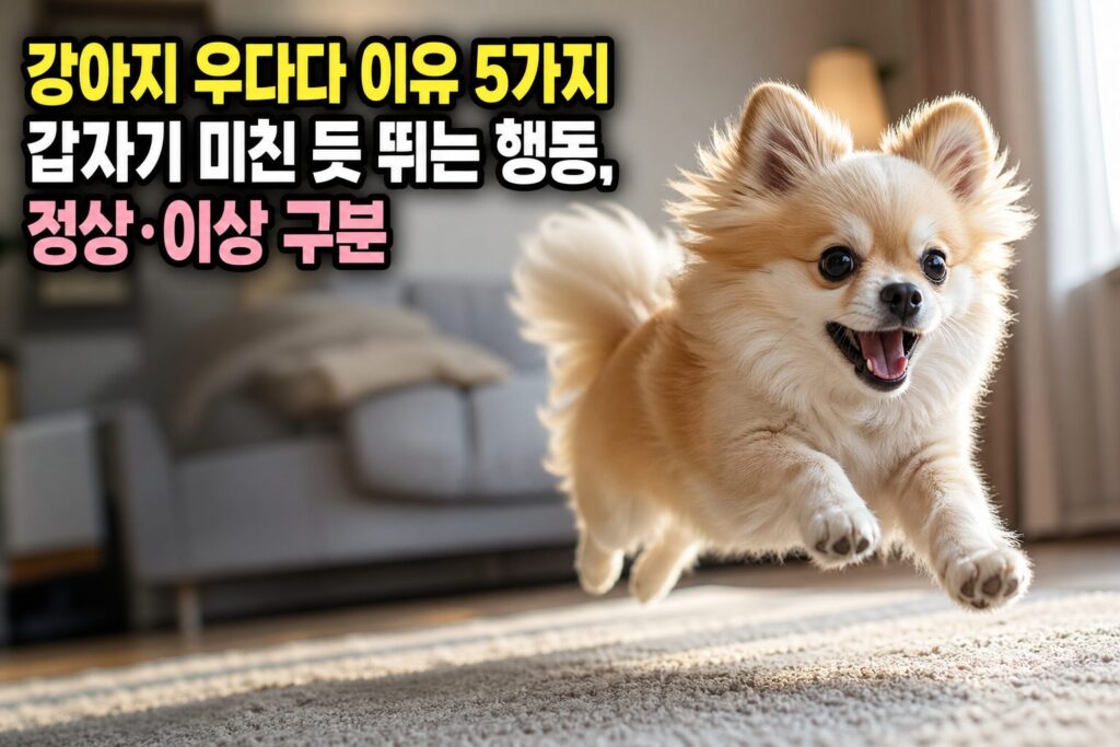 강아지 우다다 이유 5가지 — 갑자기 미친 듯 뛰는 행동, 정상·이상 구분