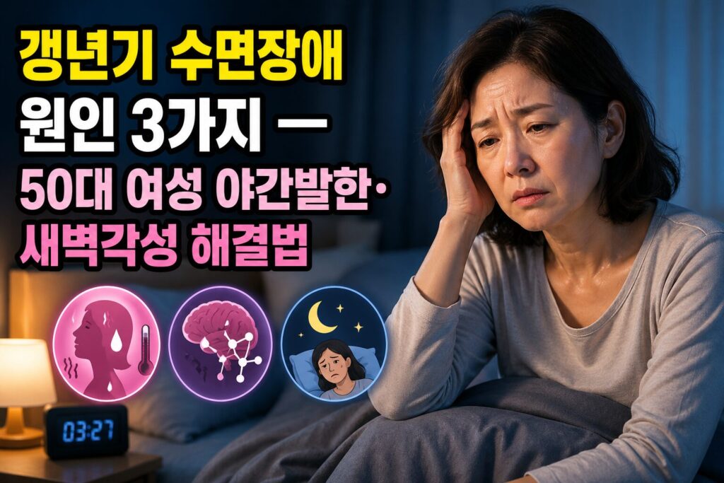 갱년기 수면장애 원인 3가지 — 50대 여성 야간발한·새벽각성 해결법