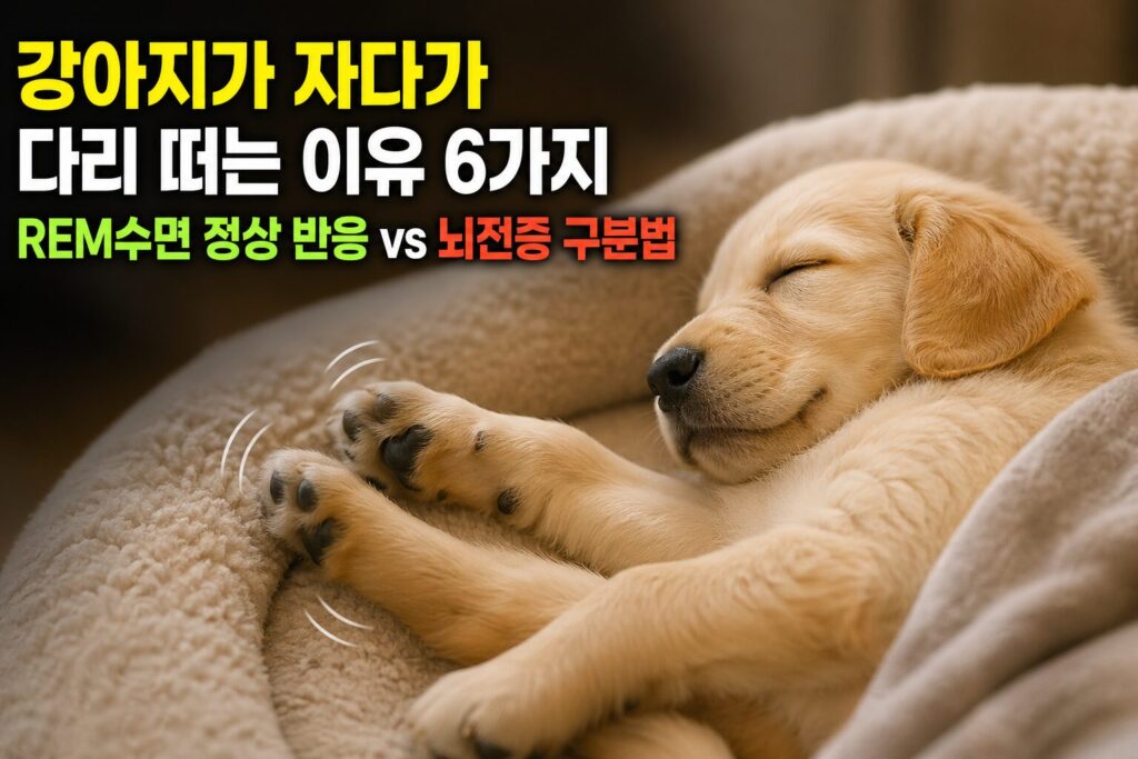 강아지가 자다가 다리 떠는 이유 6가지 — REM수면 정상 반응 vs 뇌전증 구분법