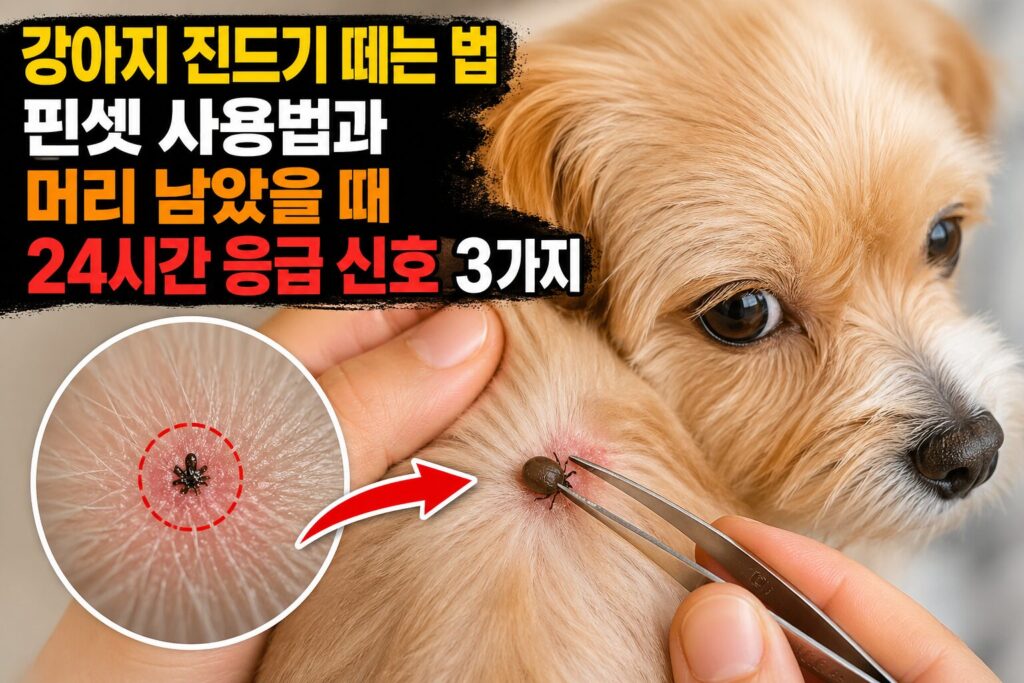 강아지 진드기 떼는 법 — 핀셋 사용법과 머리 남았을 때 24시간 응급 신호 3가지