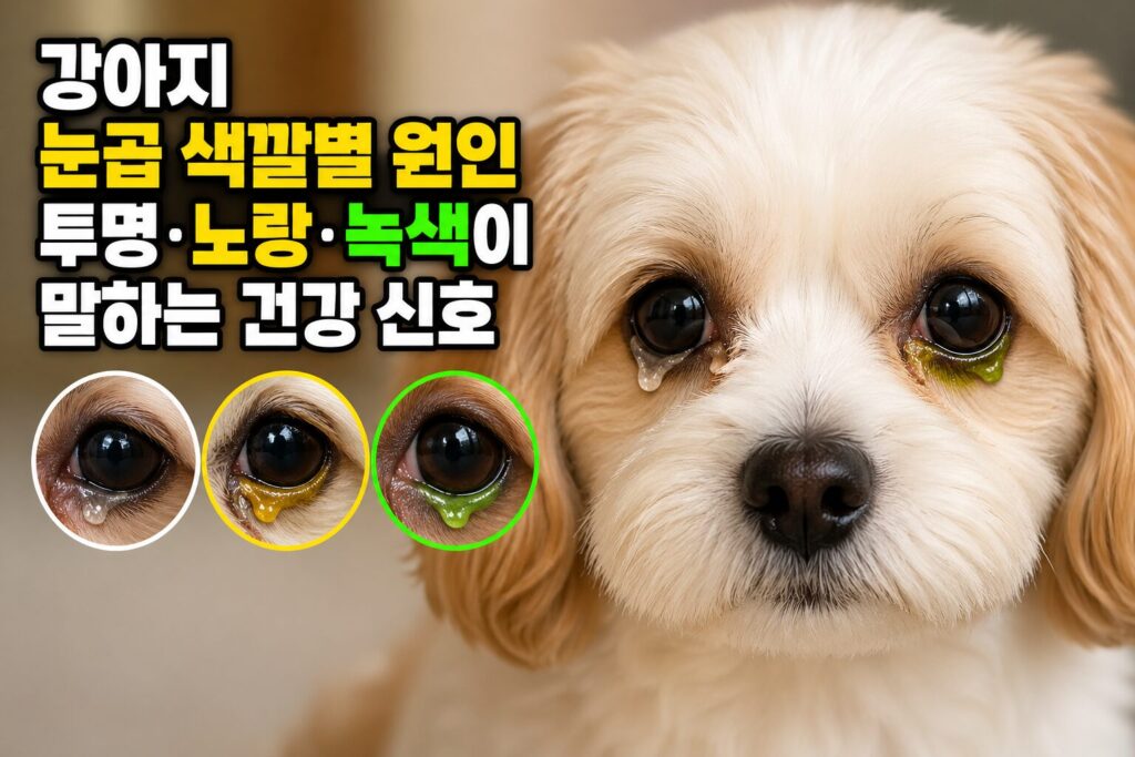 강아지 눈곱 색깔별 원인 — 투명·노랑·녹색이 말하는 건강 신호