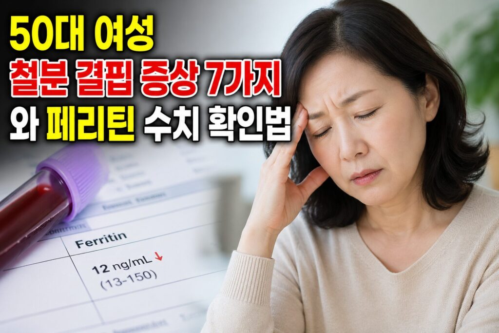 50대 여성 철분 결핍 증상 7가지와 페리틴 수치 확인법