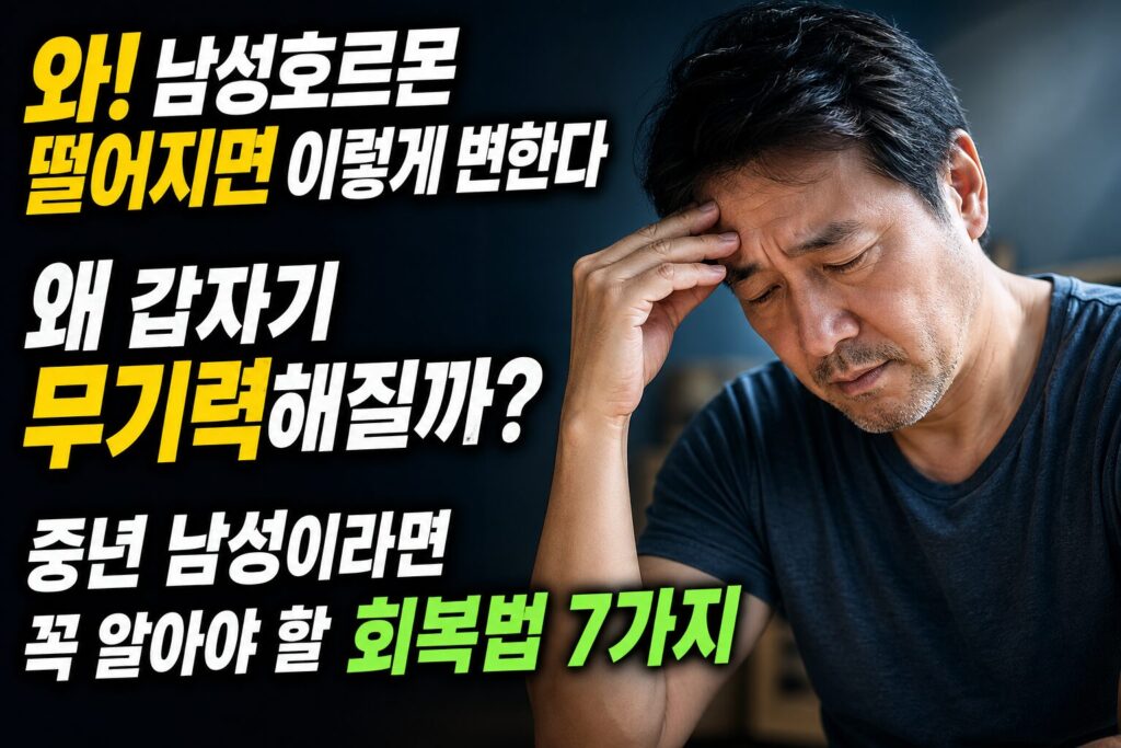 중년 남성 테스토스테론 저하 증상 7가지와 자연 회복 방법