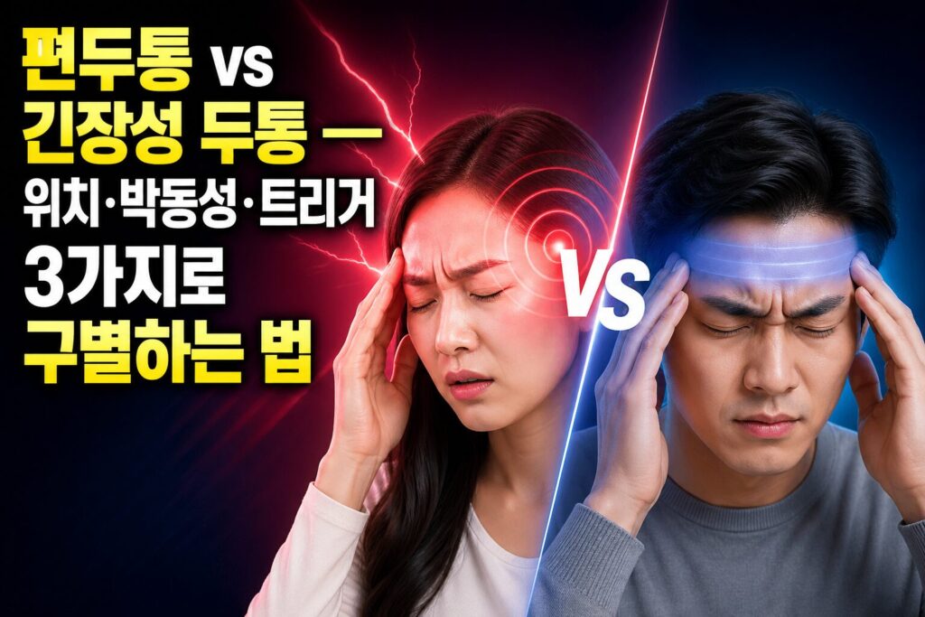 편두통 vs 긴장성 두통 — 위치·박동성·트리거 3가지로 구별하는 법