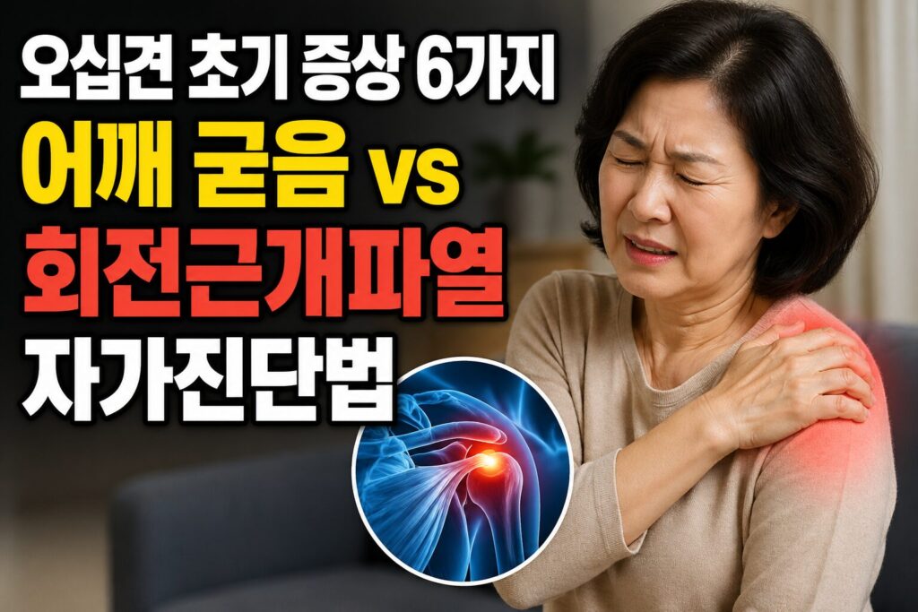 오십견 초기 증상 6가지 — 어깨 굳음 vs 회전근개파열 자가진단법