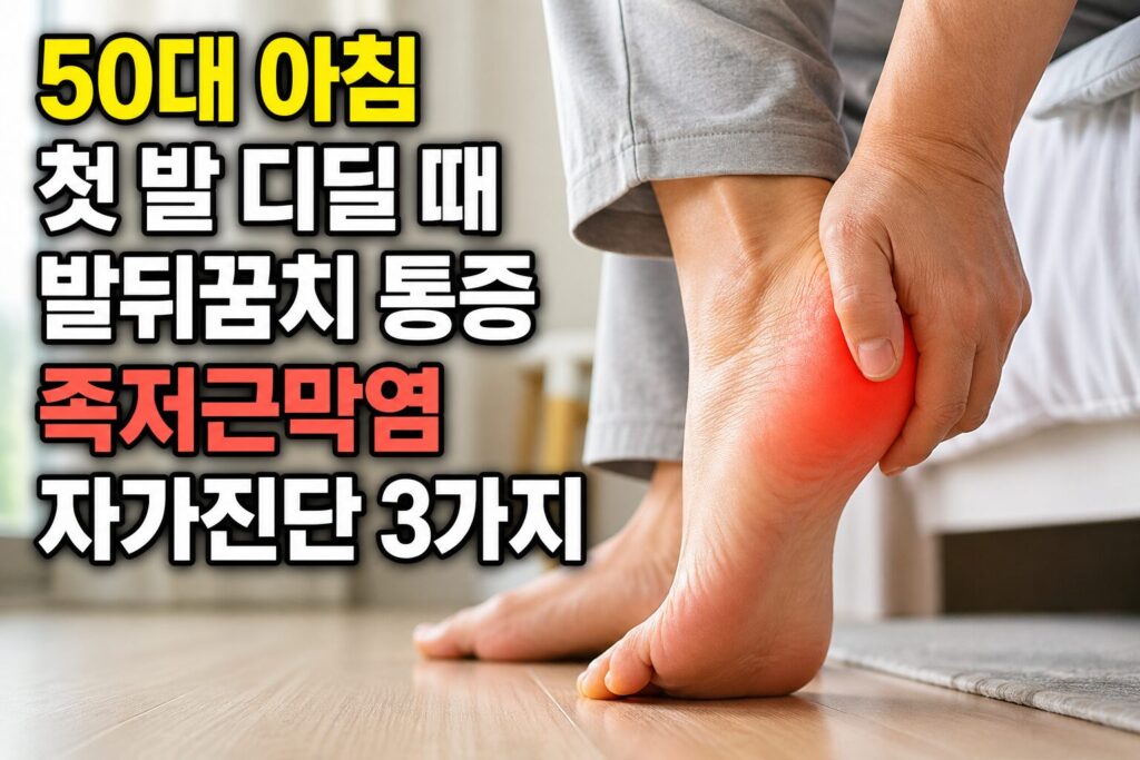 50대 아침 첫 발 디딜 때 발뒤꿈치 통증, 족저근막염 자가진단 3가지