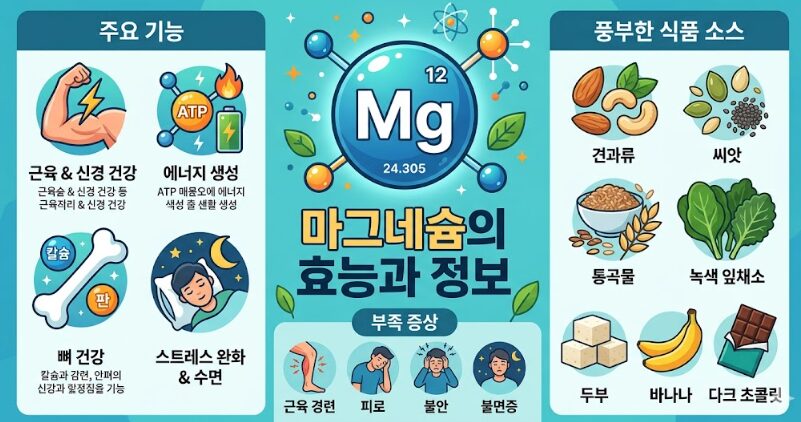 마그네슘 부족 증상 7가지 + 마그네슘 많은 음식 TOP 10 총정리