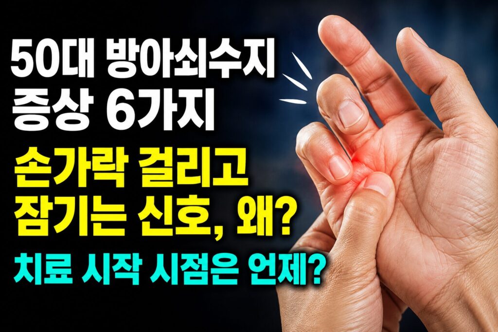 50대 방아쇠수지 증상 6가지 — 손가락 걸리고 잠기는 신호, 치료 시작 시점
