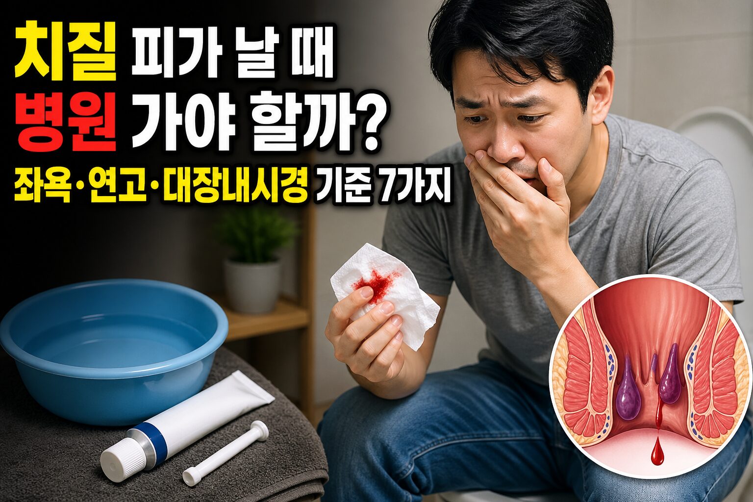 치질 피가 날 때 병원 가야 할까? 좌욕·연고·대장내시경 기준 7가지