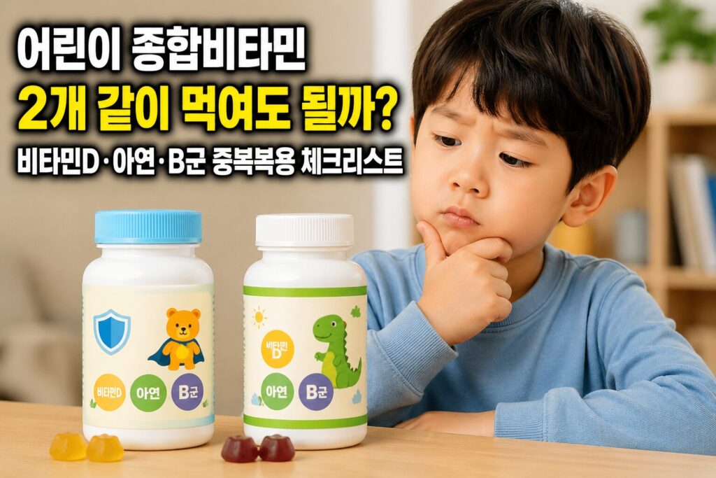 어린이 종합비타민 2개 같이 먹여도 될까? 비타민D·아연·B군 중복복용 체크리스트