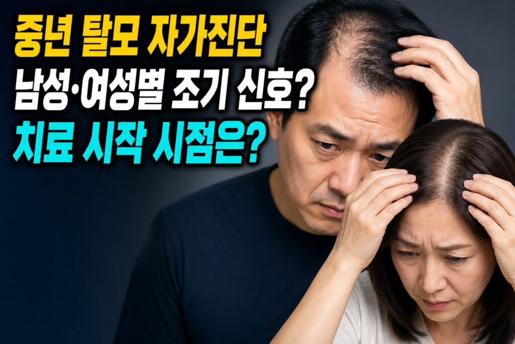 중년 탈모 자가진단 — 남성·여성별 조기 신호와 치료 시작 시점