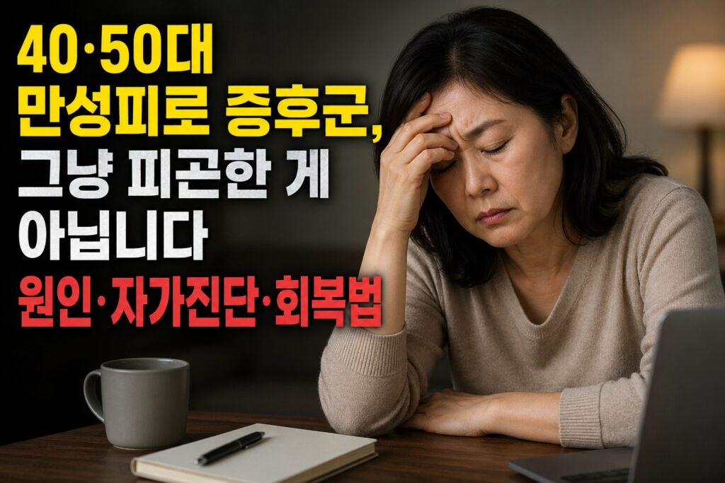 40·50대 만성피로 증후군, 그냥 피곤한 게 아닙니다 — 원인·자가진단·회복법