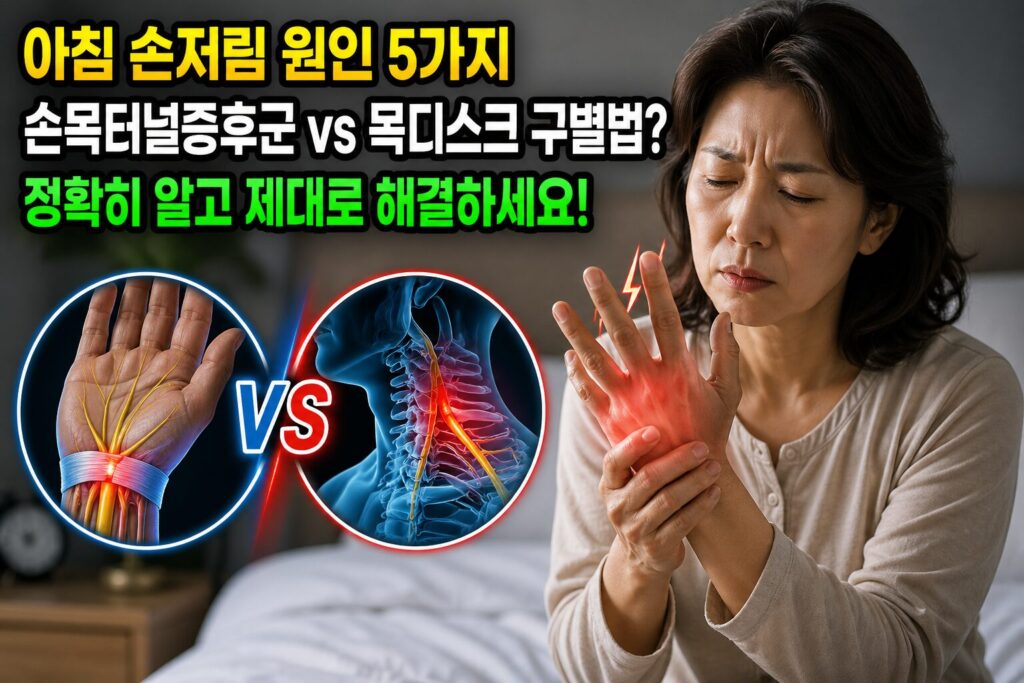 아침 손저림 원인 5가지 — 손목터널증후군 vs 목디스크 구별법