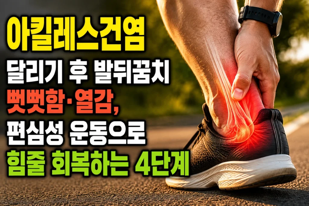 아킬레스건염 — 달리기 후 발뒤꿈치 뻣뻣함·열감, 편심성 운동으로 힘줄 회복하는 4단계