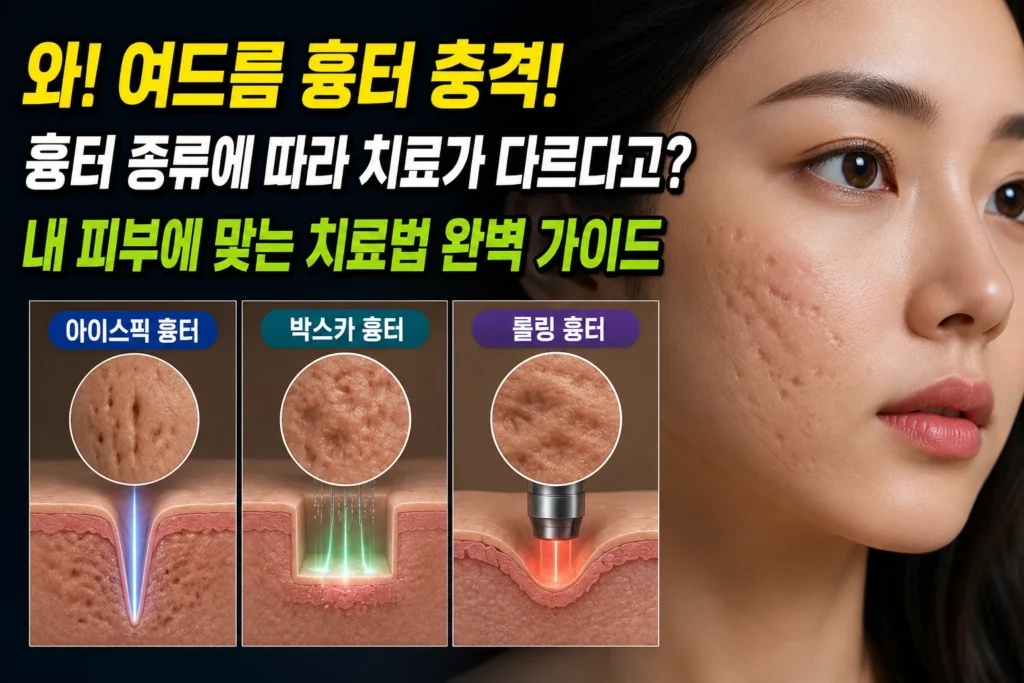 여드름 흉터 종류 3가지 — 아이스픽·박스카·롤링 흉터별 피부과 치료 선택법
