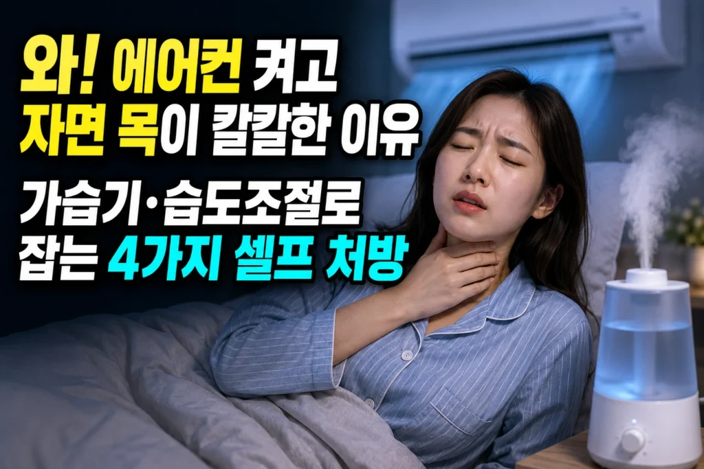 에어컨 켜고 자면 목이 칼칼한 이유 — 가습기·습도조절로 잡는 4가지 셀프 처방
