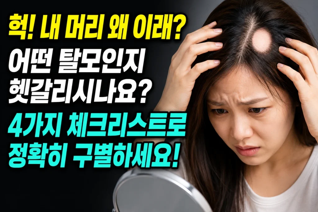 스트레스성 원형탈모 자가진단 — 원형탈모·휴지기탈모·견인성 탈모 구별 체크리스트 4가지