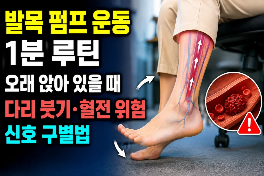 발목 펌프 운동 1분 루틴 — 오래 앉아 있을 때 다리 붓기·혈전 위험 신호 구별법
