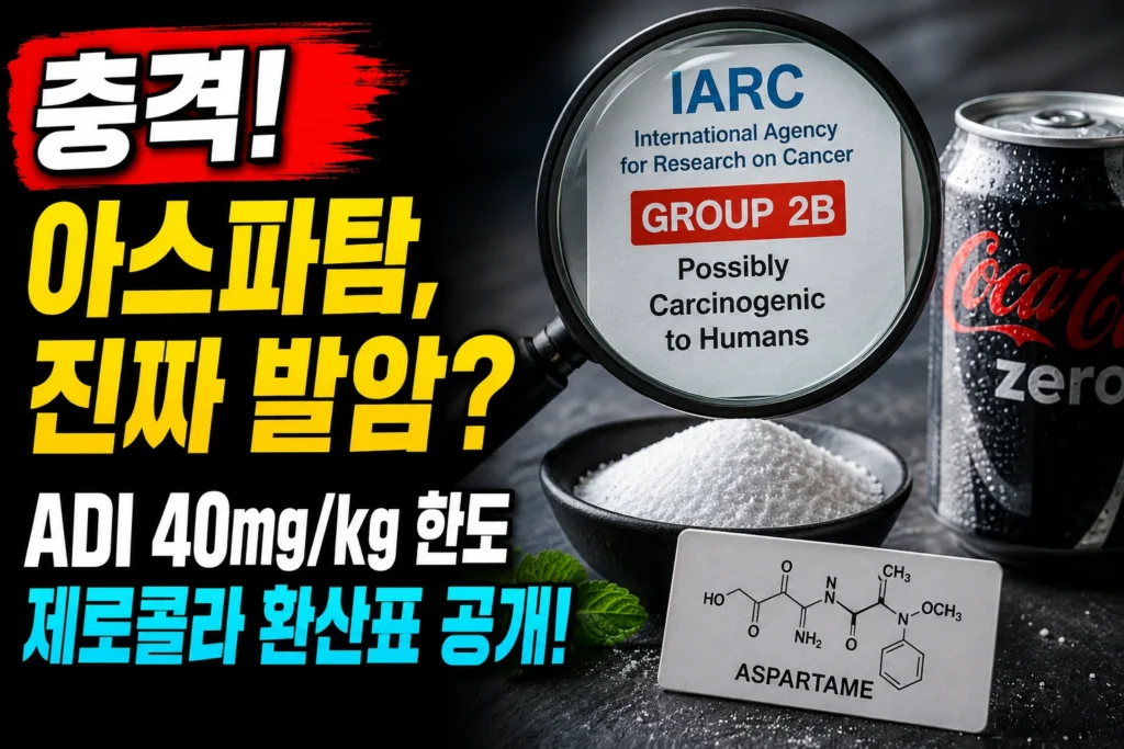 아스파탐 IARC 2B 발암성 분류 의미 — ADI 40mg/kg 한도와 제로콜라 환산표