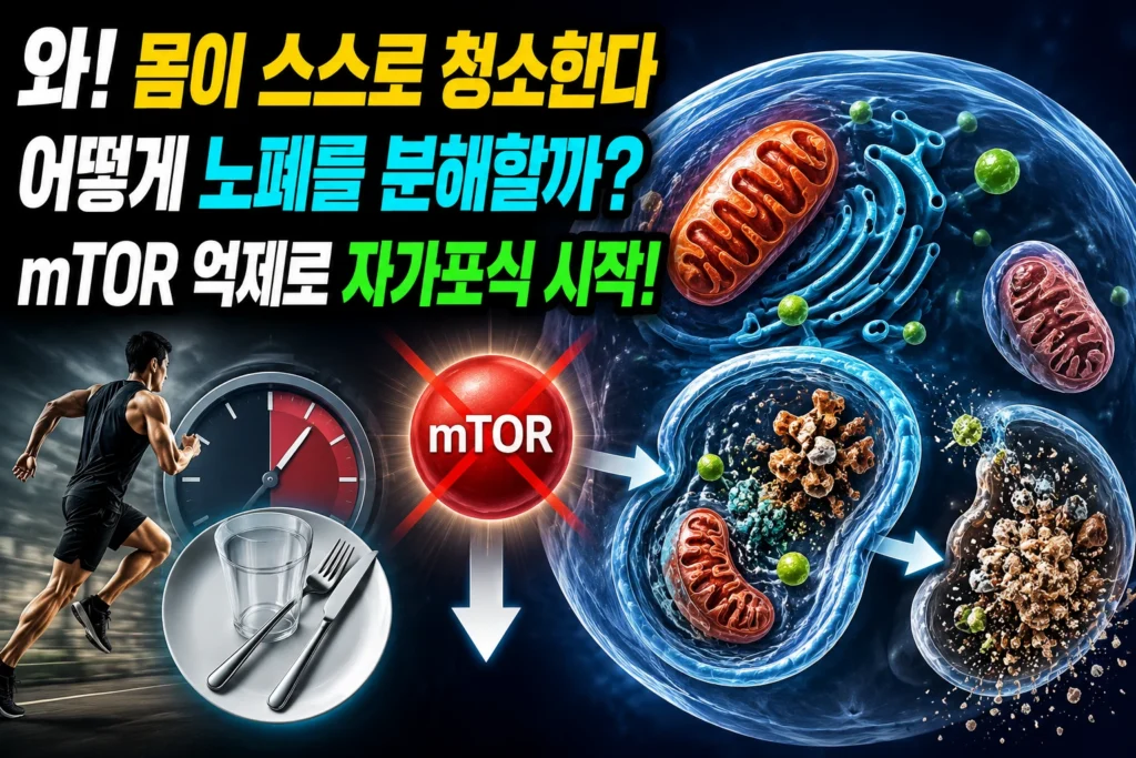 오토파지 자가포식 — mTOR 억제로 인터벌 트레이닝·절식이 노폐 소기관 분해를 시작하는 조건