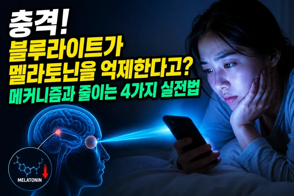 취침 전 스마트폰 블루라이트가 멜라토닌 분비를 억제하는 메커니즘과 줄이는 4가지 실전법