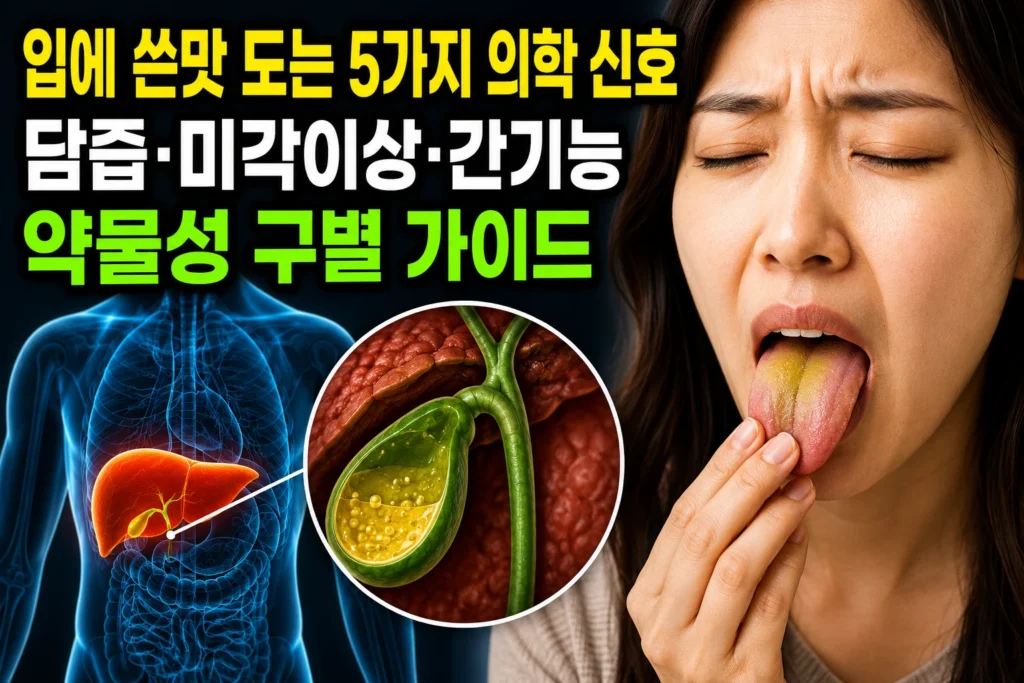 입에 쓴맛 도는 5가지 의학 신호 — 담즙·미각이상·간기능 약물성 구별 가이드