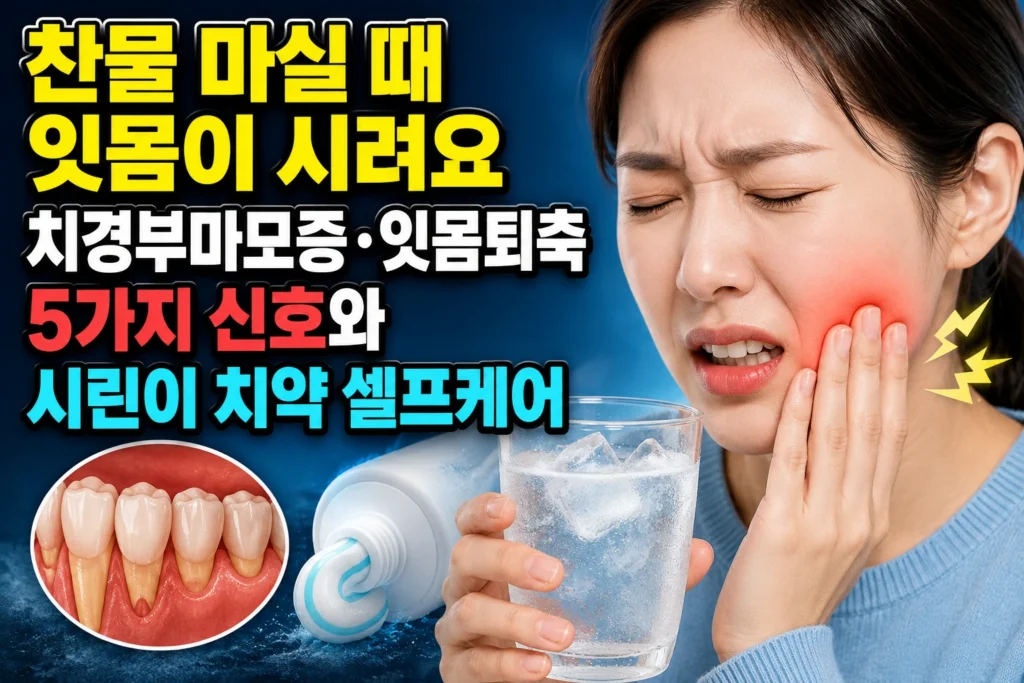 찬물 마실 때 잇몸이 시려요 — 치경부마모증·잇몸퇴축 5가지 신호와 시린이 치약 셀프케어