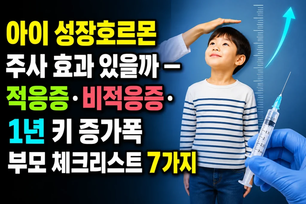 아이 성장호르몬 주사 효과 있을까 — 적응증·비적응증·1년 키 증가폭 부모 체크리스트 7가지