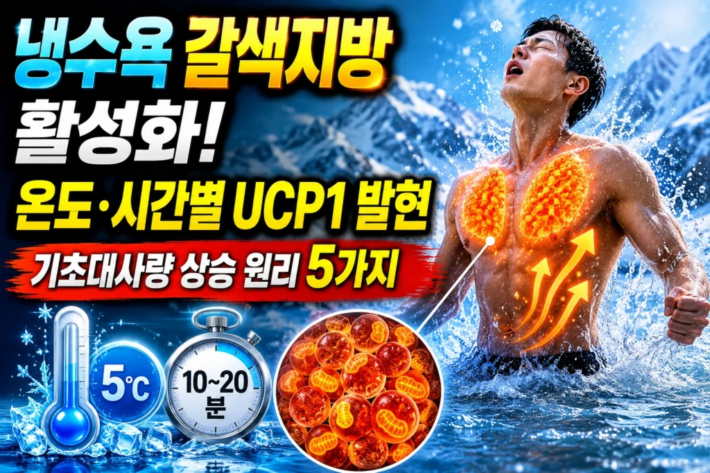 냉수욕 갈색지방 활성화 — 온도·시간별 UCP1 발현과 기초대사량 상승 원리 5가지