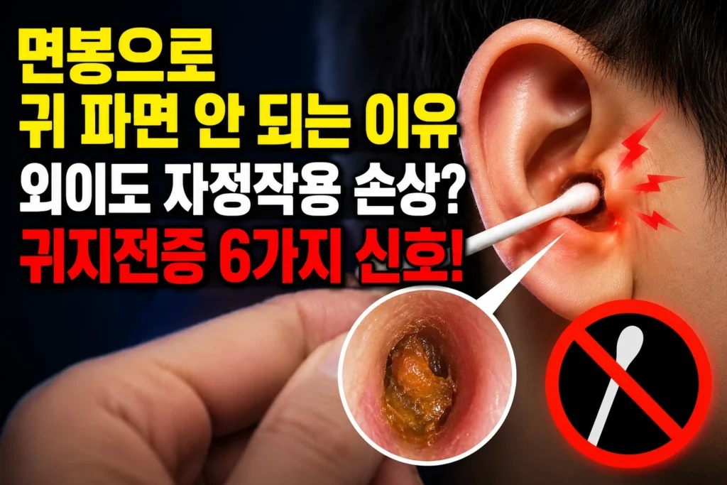 면봉으로 귀 파면 안 되는 이유 — 외이도 자정작용 손상과 귀지전증 6가지 신호