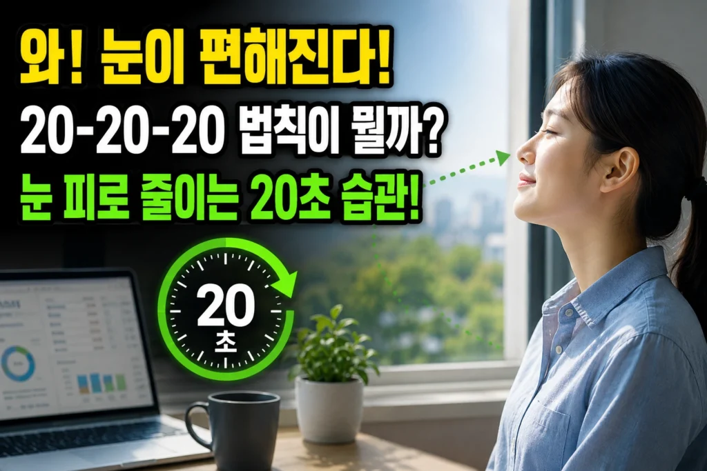 디지털 눈피로 20-20-20 법칙 — 스마트폰·컴퓨터 눈 피로 줄이는 20초 습관