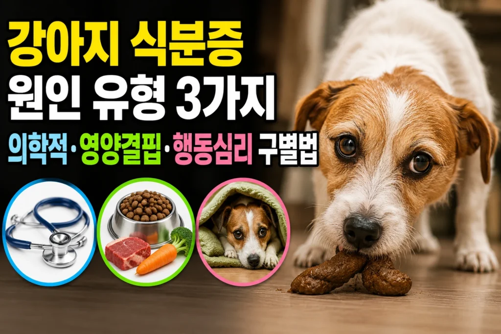 강아지 식분증 원인 유형 3가지 — 의학적·영양결핍·행동심리 구별법