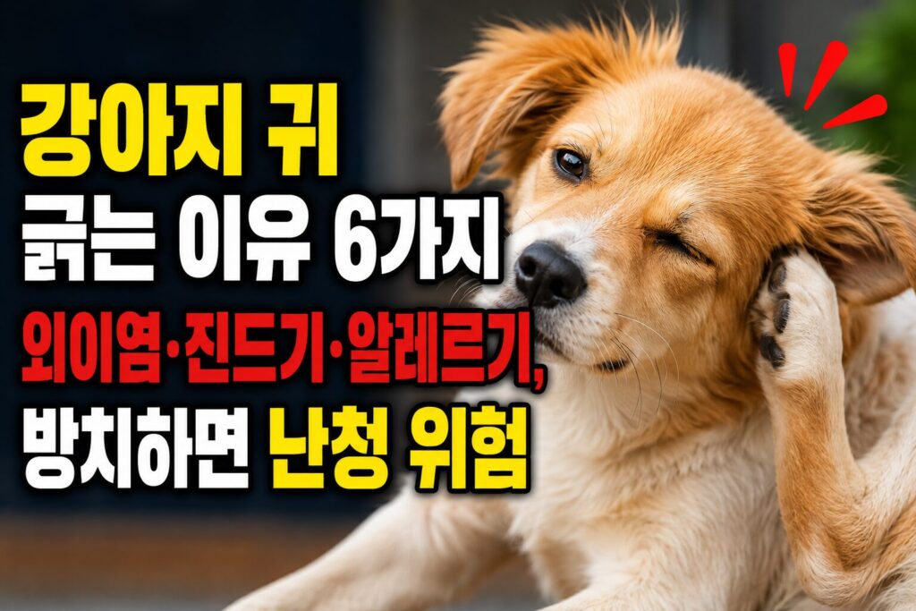 강아지 귀 긁는 이유 6가지 — 외이염·진드기·알레르기, 방치하면 난청 위험
