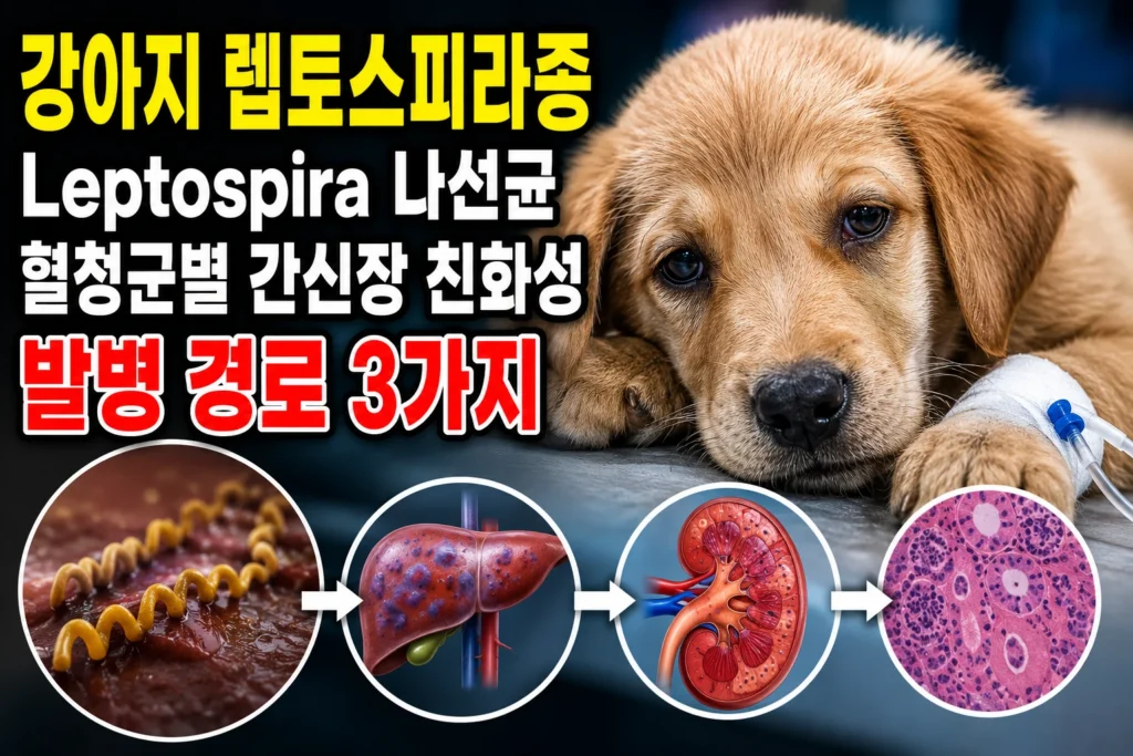 강아지 렙토스피라증 — Leptospira 나선균 혈청군별 간신장 친화성 발병 경로 3가지