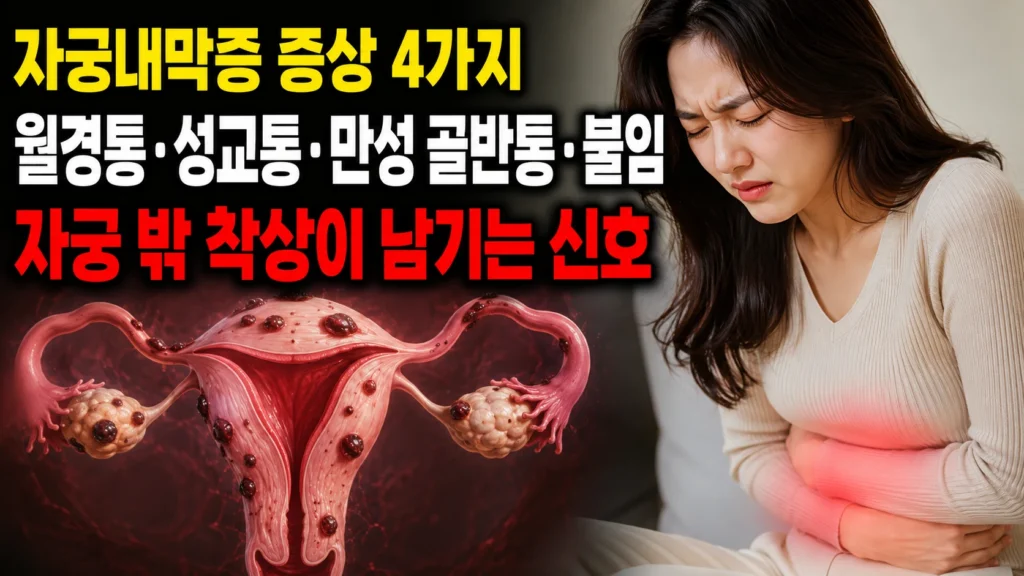 자궁내막증 증상 4가지 — 월경통·성교통·만성 골반통·불임, 자궁 밖 착상이 남기는 신호