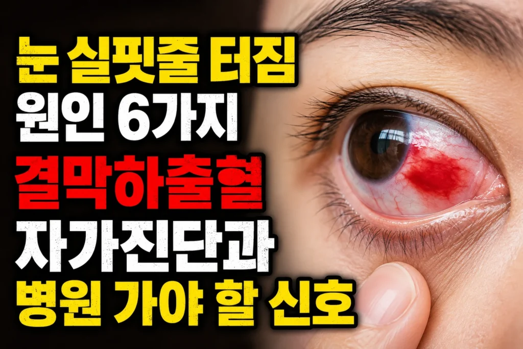눈 실핏줄 터짐 원인 6가지 — 결막하출혈 자가진단과 병원 가야 할 신호
