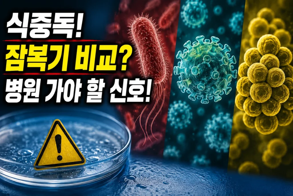 식중독 살모넬라·노로바이러스·황색포도상구균 잠복기 비교 — 3가지 원인균 증상과 병원 가야 할 신호